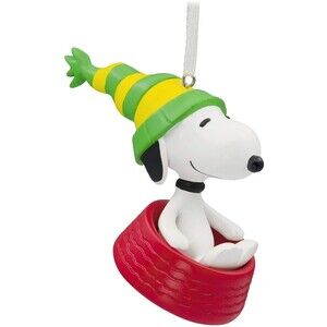 NEW Hallmark Peanuts Snoopy Sledding in Dog Bowl Christmas Tree Ornament 2019